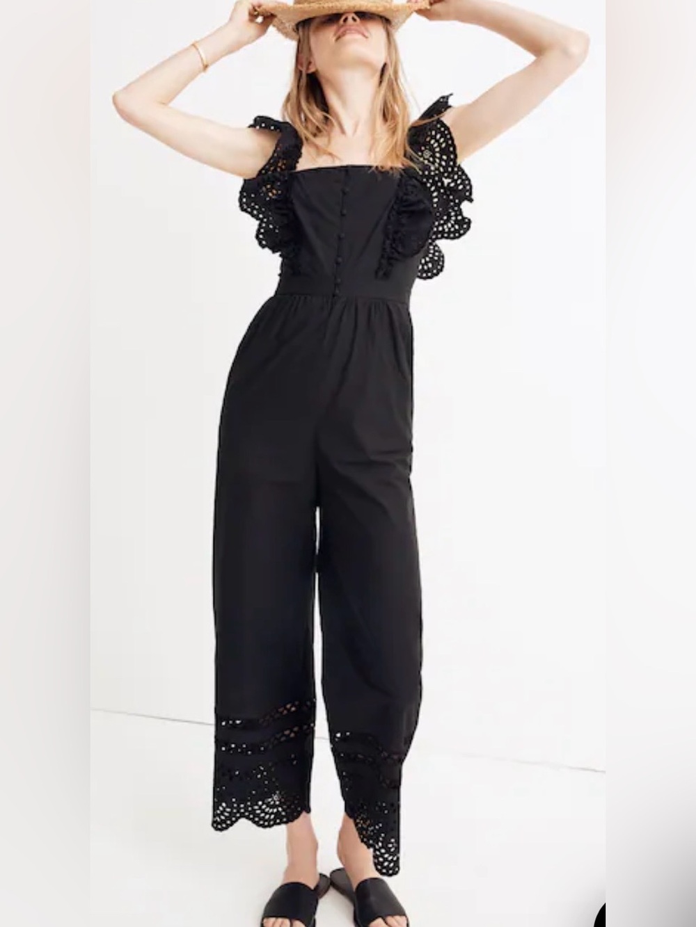 Madewell Eyelet Strap Jumpsuit Black Size 2